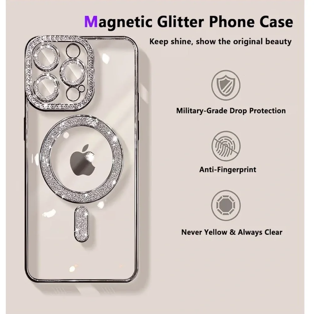 Sparkly Silver iPhone 15 Pro Phone Case
